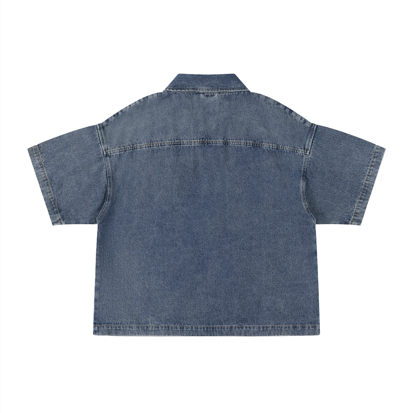 Boxy Quarter-Zip Denim Shirt