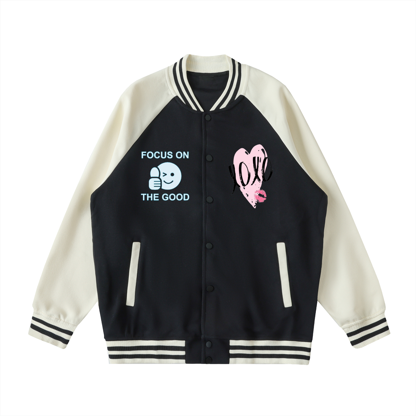 Two Tone Raglan Sleeve Varsity Jacket