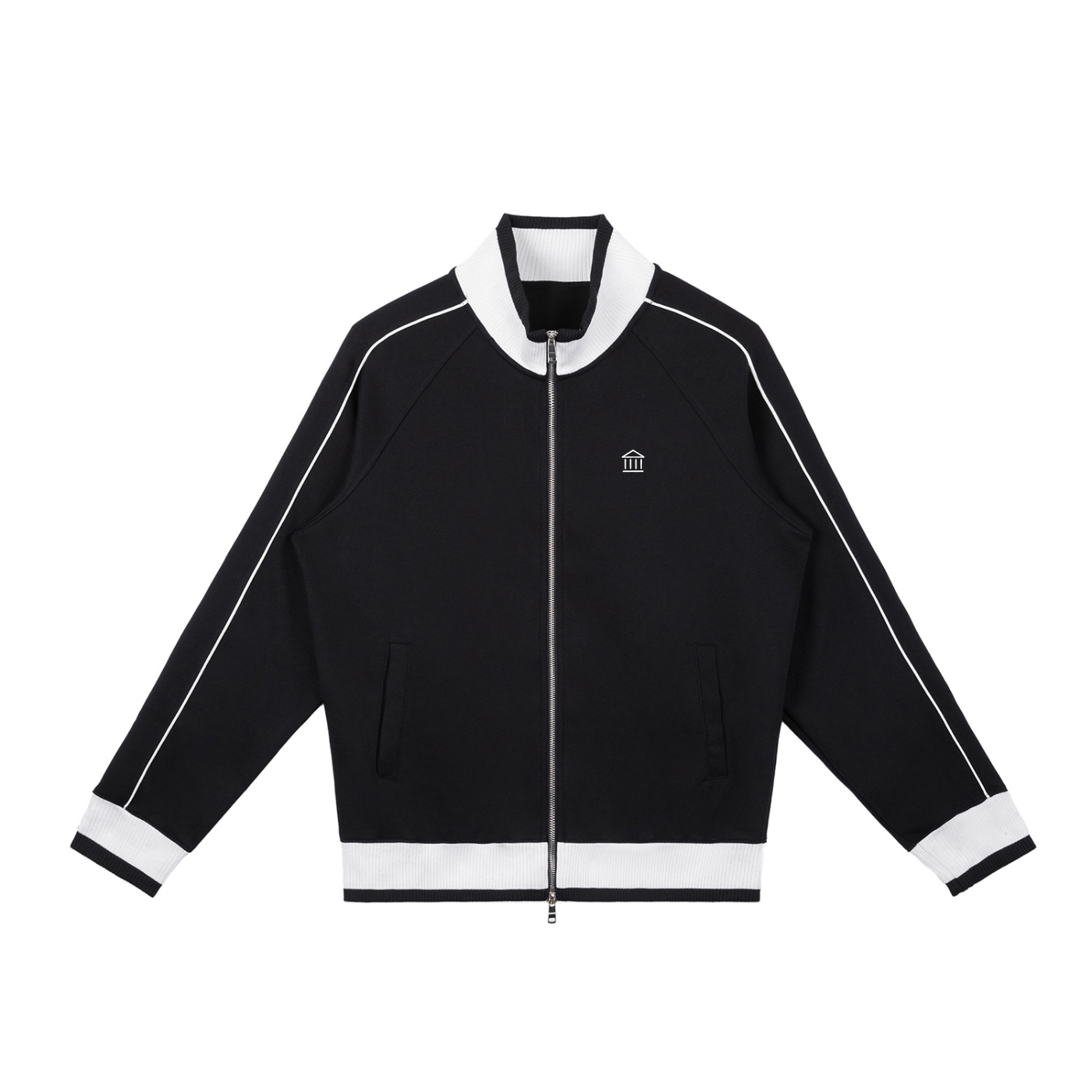 Raglan Sleeve Zip Track Jacket Black