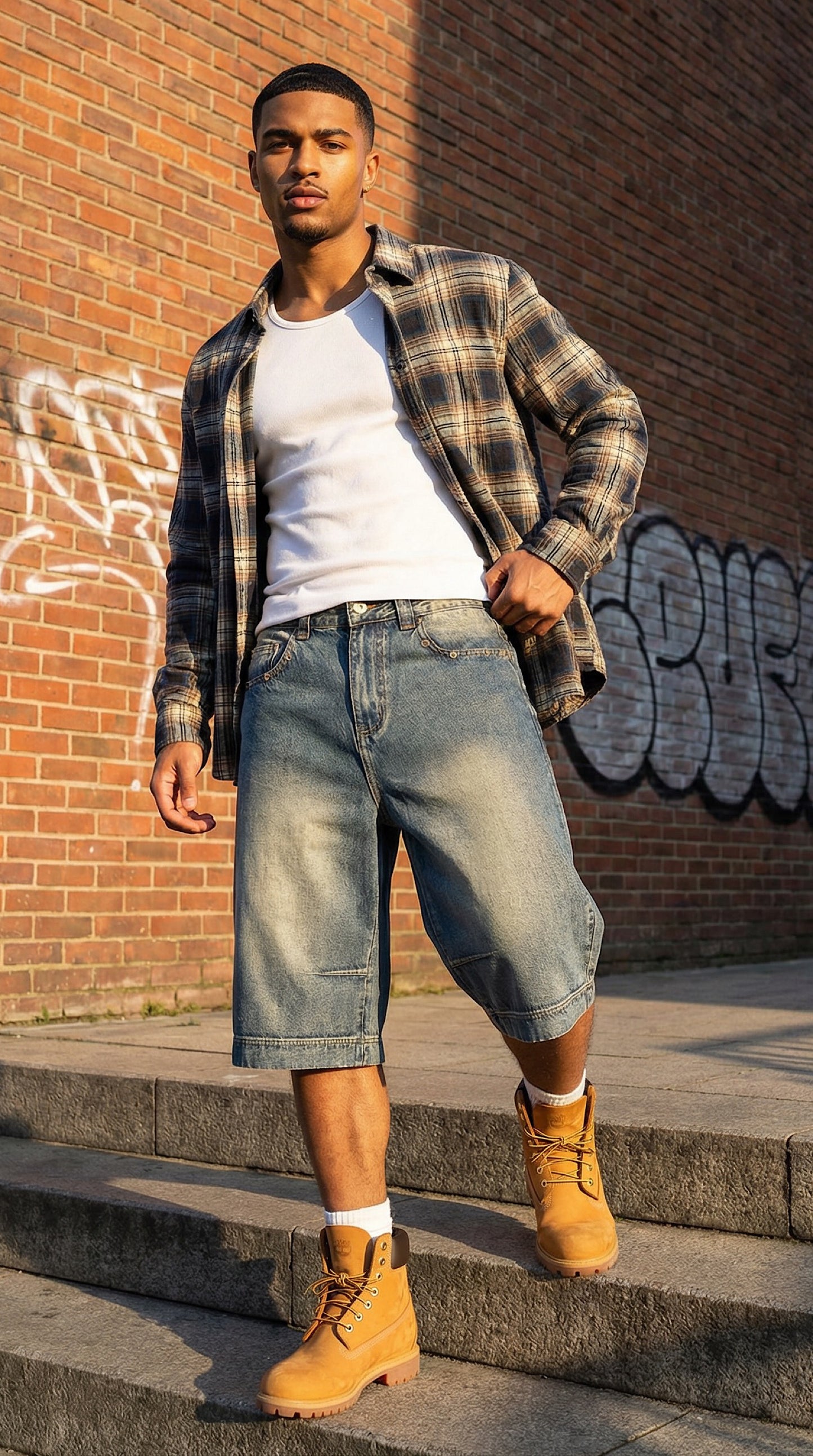 Vintage Wash Baggy Denim Shorts