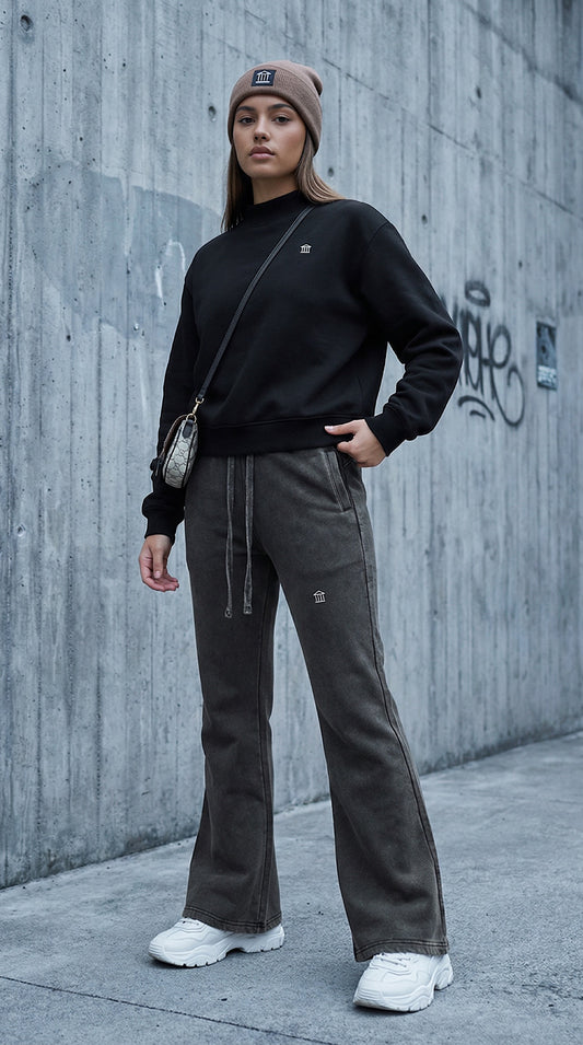 Vintage Washed Flared Fleece Pants