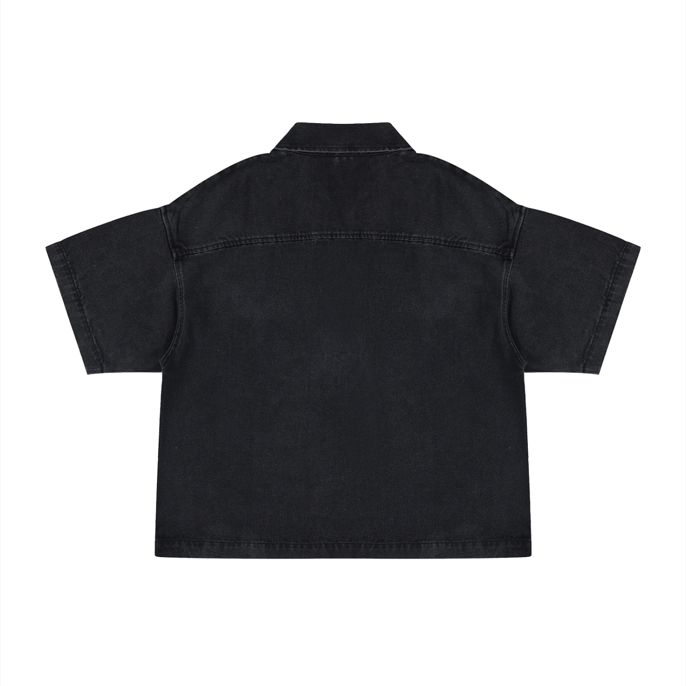 Boxy Quarter-Zip Denim Shirt
