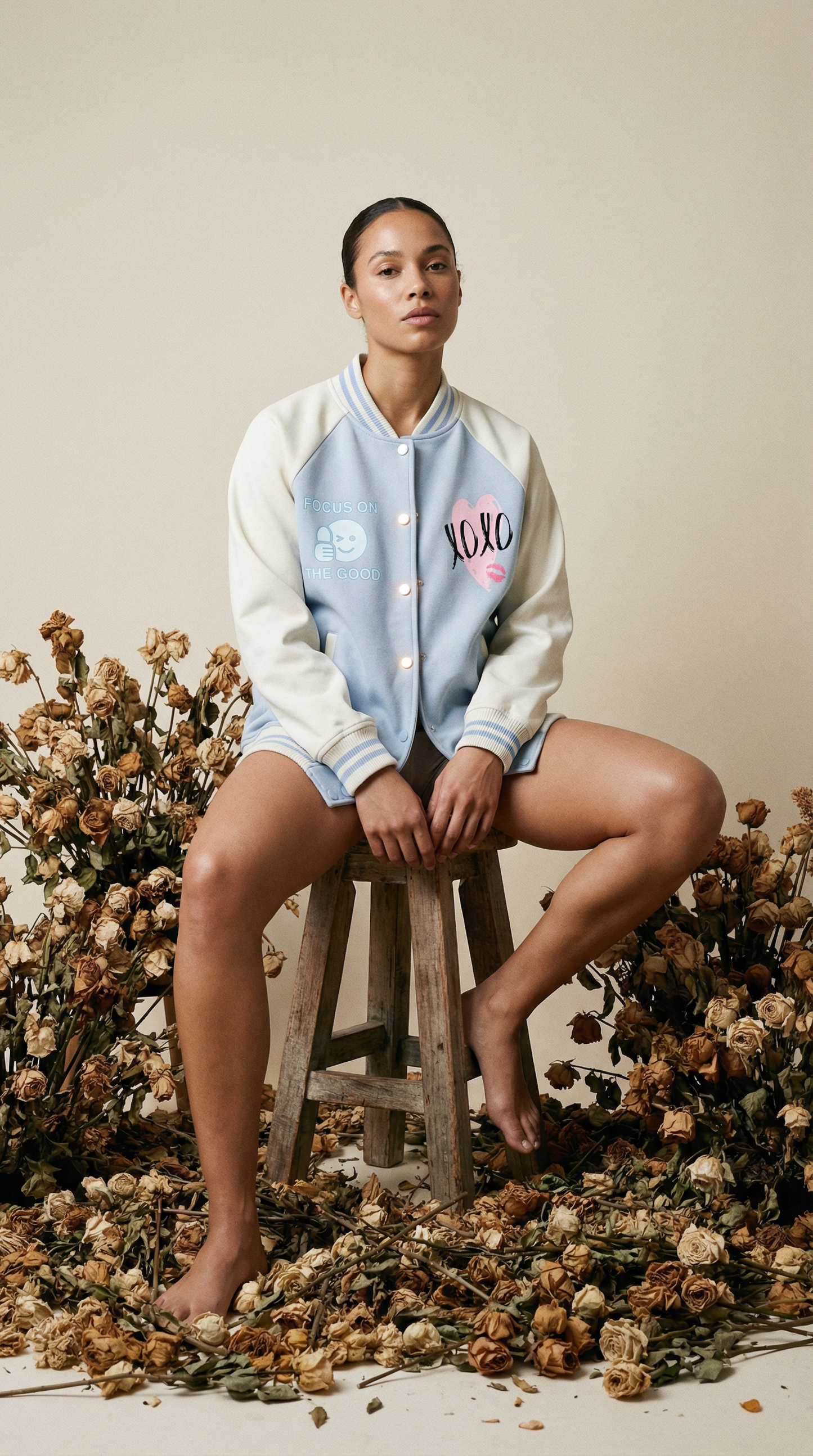 Focus On The Good Varsity Jacket - Raglan sleeve