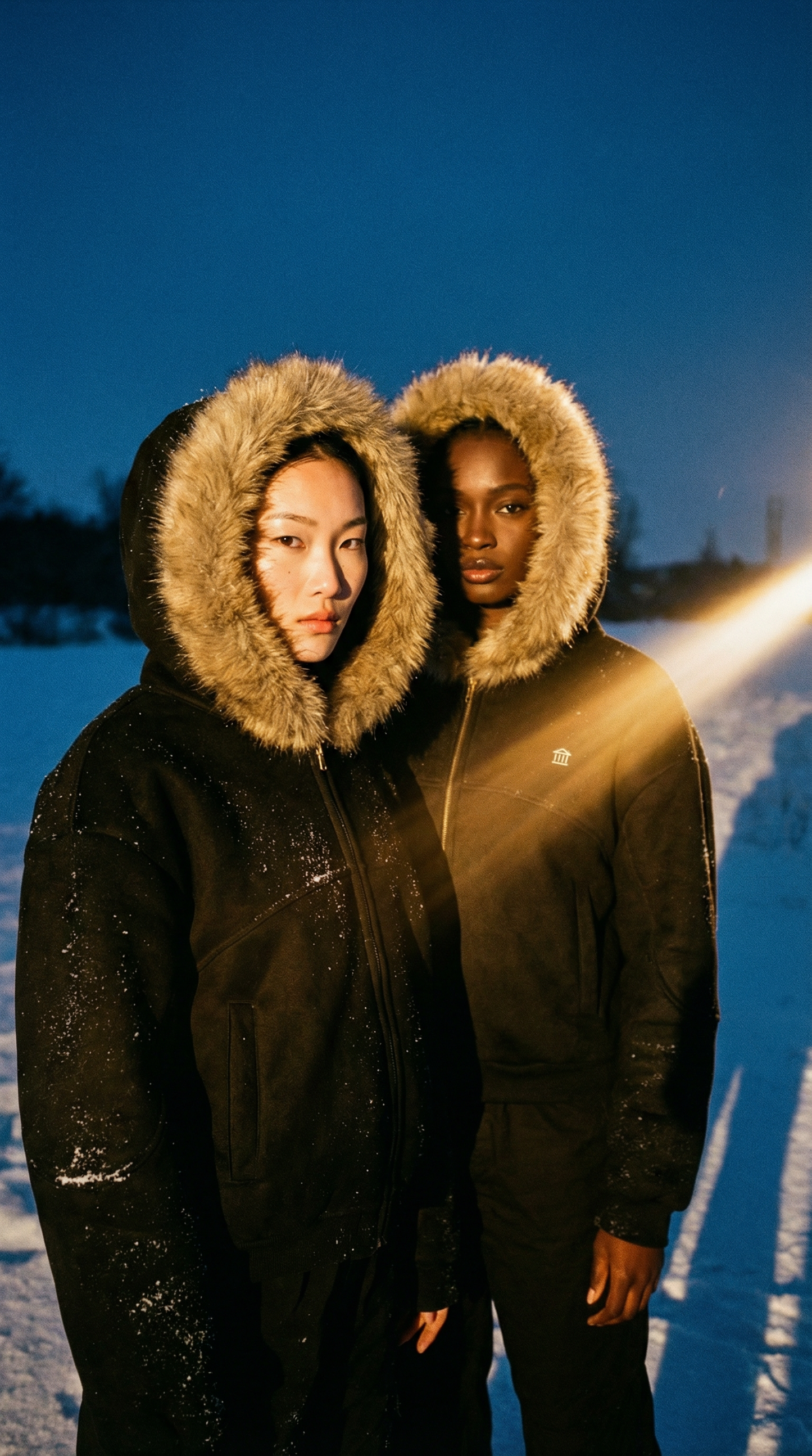 Sun Fade Boxy Detachable Fur Hoodie