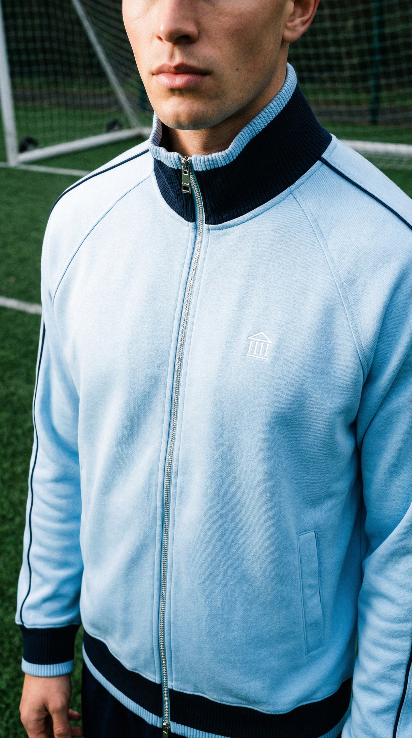 Color Block Raglan Sleeve Zip Track Jacket powder blue